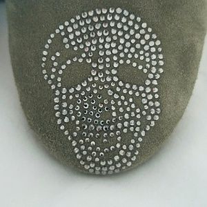 EUC Giuseppe Zanotti Skull green suede flats. SZ 9 PUNK.